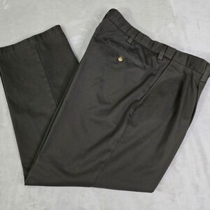 Croft & Barrow Mens Pleated Dress Pants Dark Brown 36x30 Expandable Waist Chinos